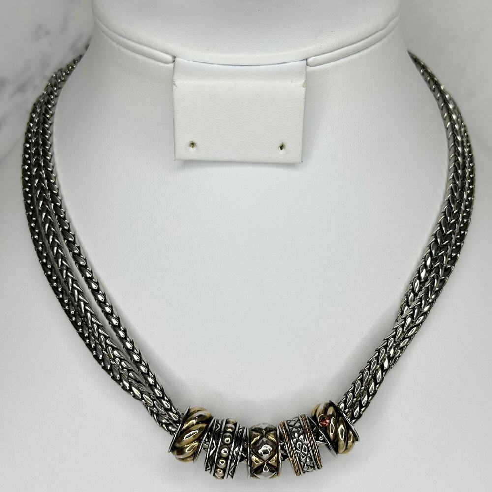 Chico's Chunky Slide Charm Silver Tone Necklace ✨